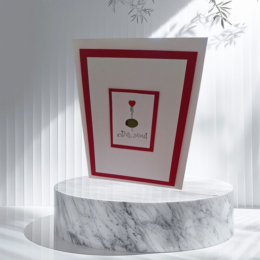🇺🇲3/$15🇺🇲  Handmade Red and White (Olive You!) Greeting Card